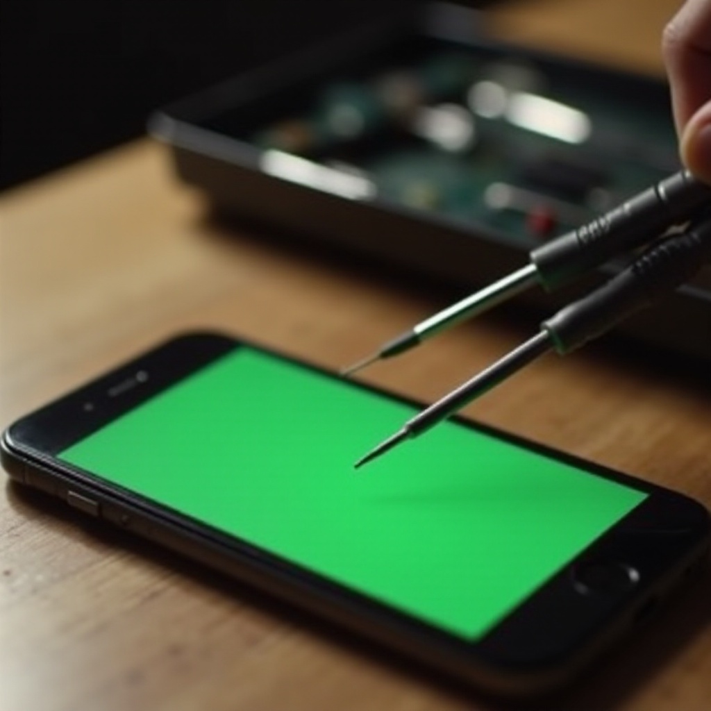 تحول شاشة الآيفون إلى اللون الأخضر بعد إسقاطه.