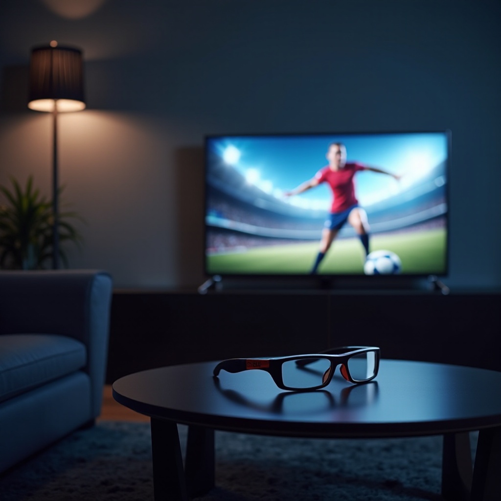 dual screen tv with glasses