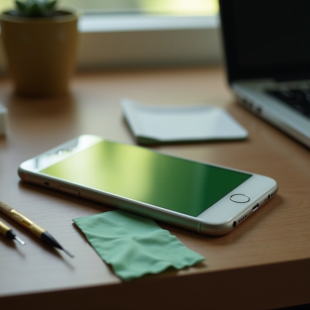 Экран iPhone стал зелёным после падения.